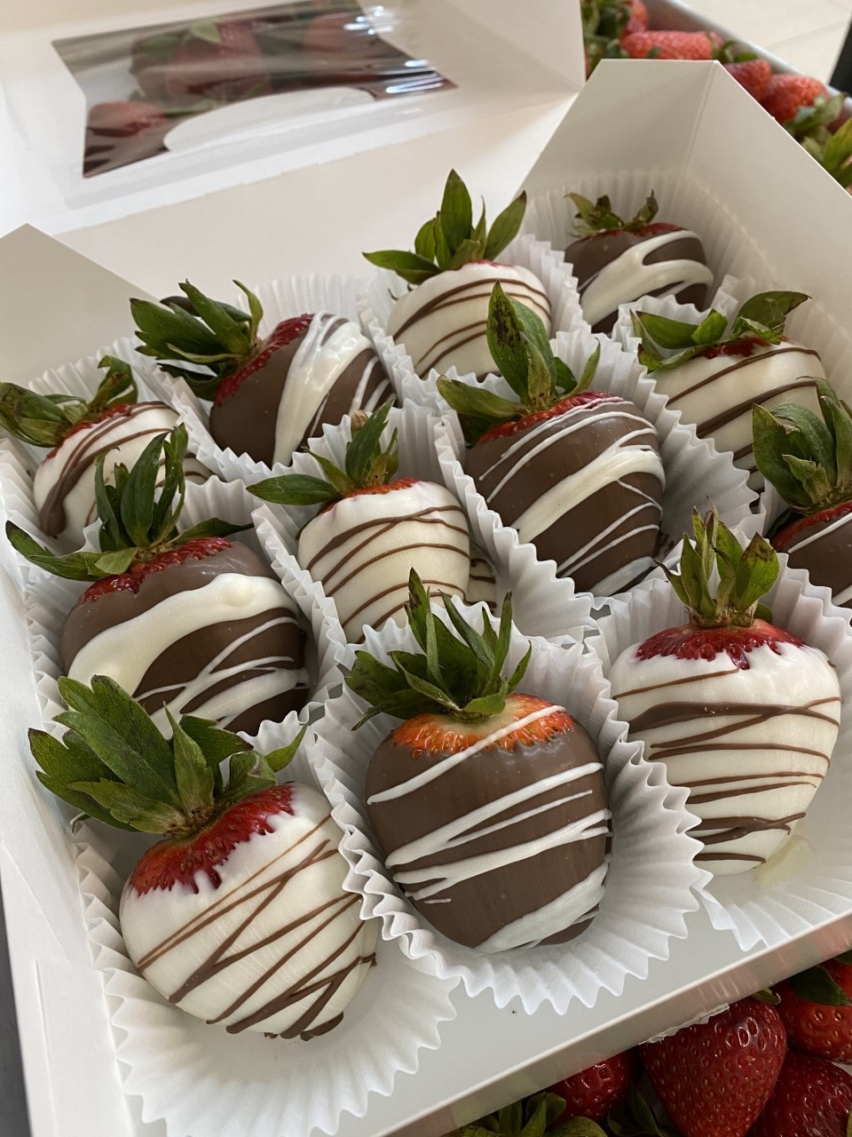 We've got you covered... Order chocolate covered strawberries, pretzels, hot chocolate bombs, cookies, fruit & gift baskets, cherry pies & more!